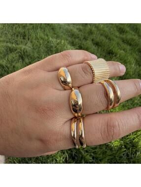 Boho statement Gold rings set of 5